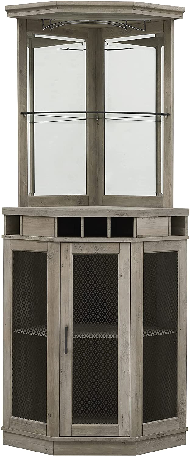 Bar Cabinet: Corner Bar Unit with Shelves