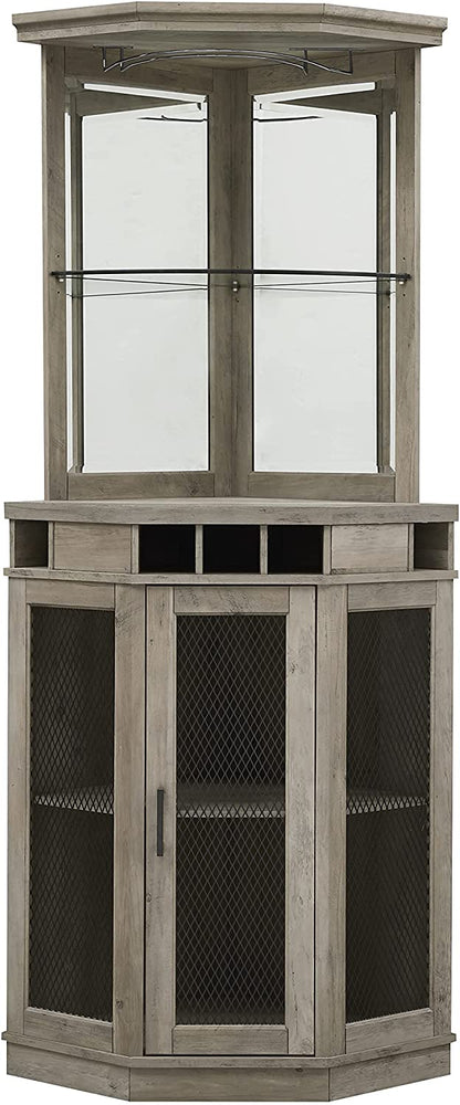 Bar Cabinet: Corner Bar Unit with Shelves