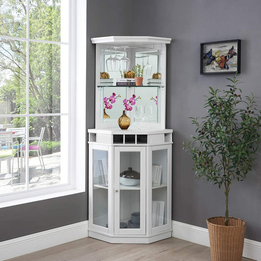 Bar Cabinet: Corner Bar Unit with Shelves