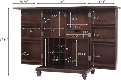 Bar Cabinet: Expandable Top Bar Cabinet, Vintage Mahogany 