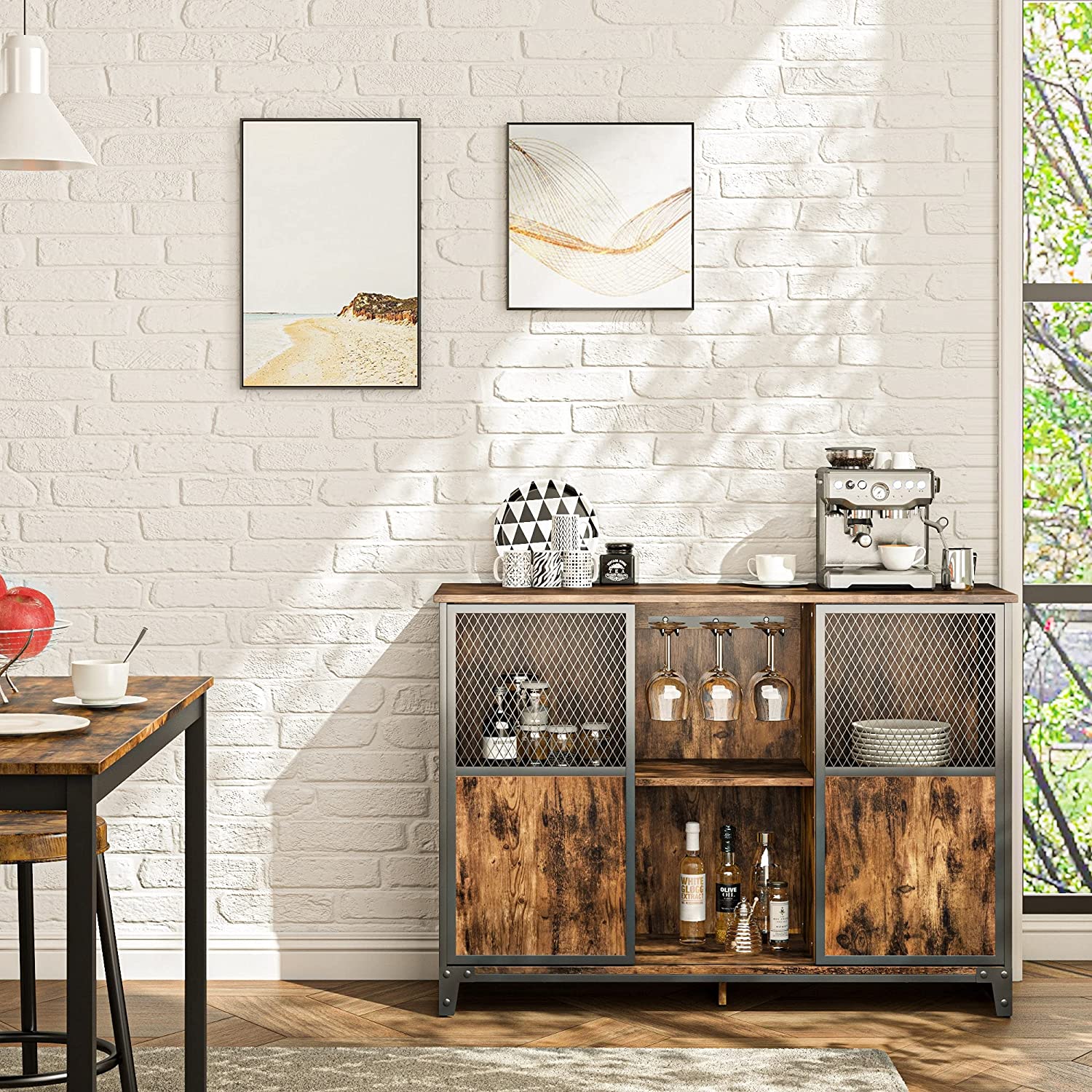 Bar Cabinet: Industrial bar Cabinet Sliding Mesh Door Barn 