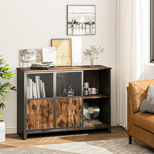 Bar Cabinet: Industrial bar Cabinet Sliding Mesh Door Barn 