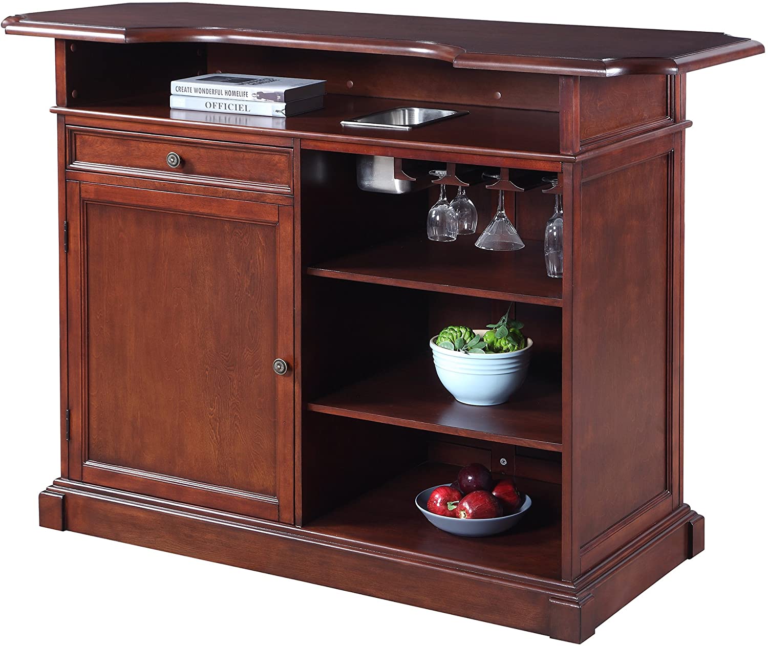 Bar Cabinet: Mahogany Home bar Set with Storage 
