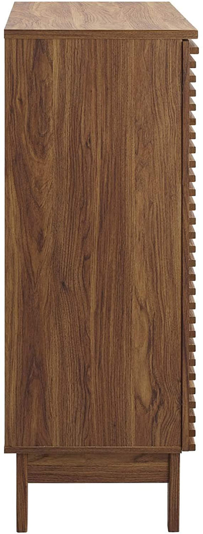 Bar Cabinet: Modern Bar with Wine Rack Storage Cabinet, Walnut 