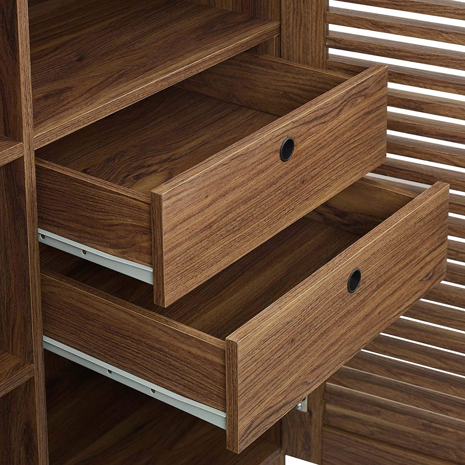 Bar Cabinet: Modern Bar with Wine Rack Storage Cabinet, Walnut 