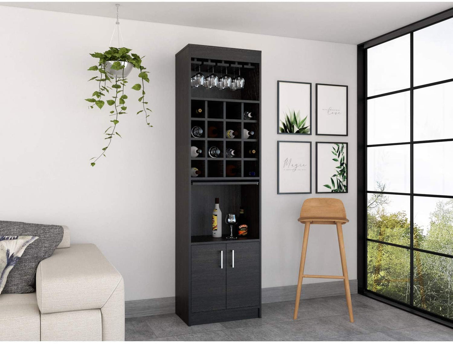 Bar Cabinet: Modern Espresso Finished Bar Cabinet
