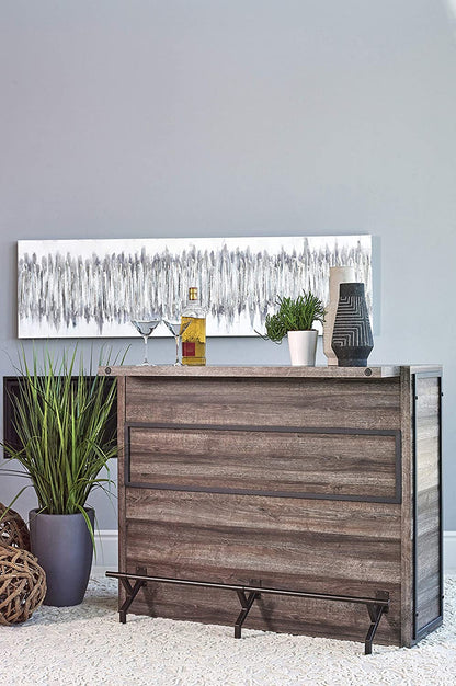 Bar Cabinet: Rectangular 5-Shelf Aged Oak Bar Unit  
