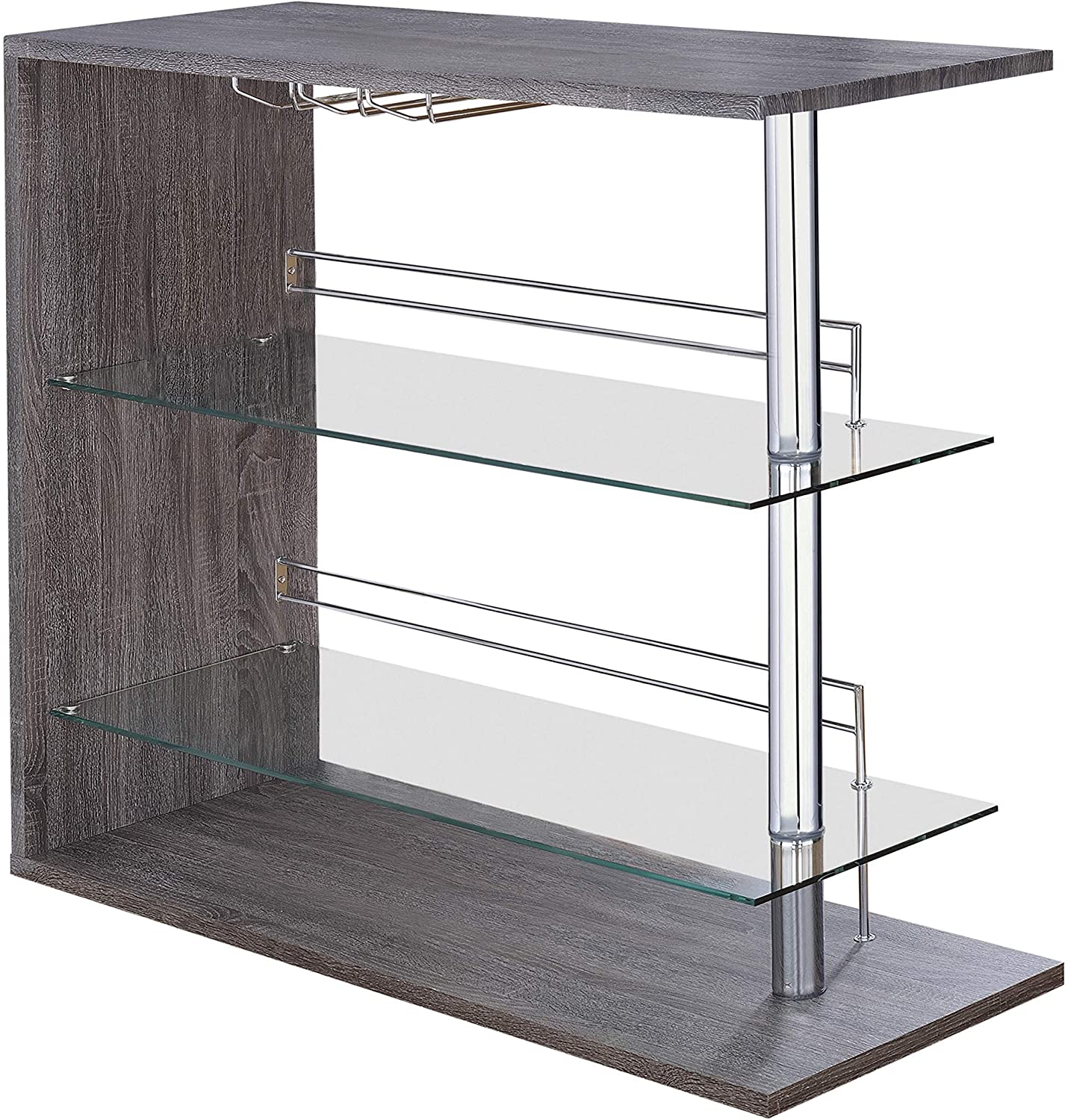 Bar Cabinet: Rectangular Bar Unit with 2 Shelves and Wine Holder
