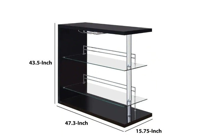 Bar Cabinet Rectangular Bar Unit with 2 Shelves and Wine Holder