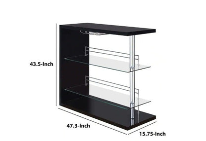 Bar Cabinet Rectangular Bar Unit with 2 Shelves and Wine Holder