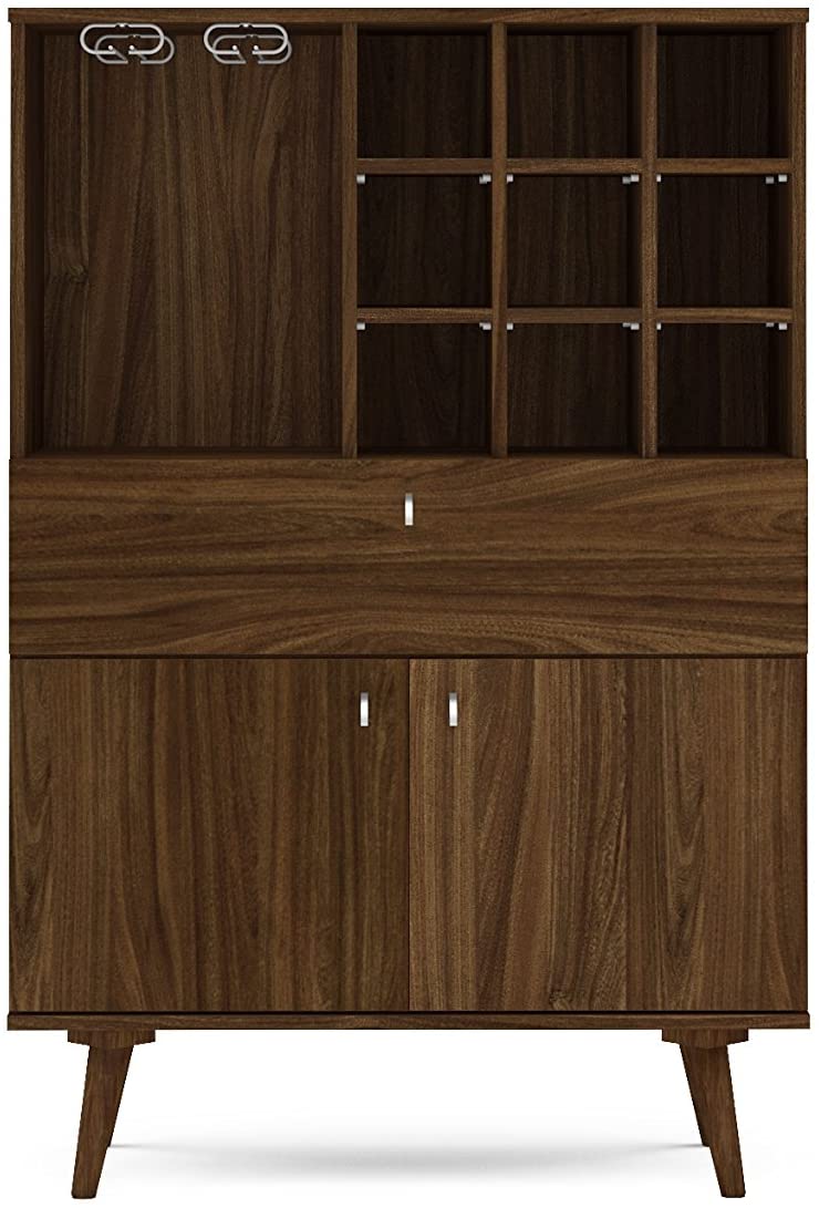 Bar Cabinet: Salamanca Bar Cabinet with 2 Doors and 1 Drawer, Dark Brown 