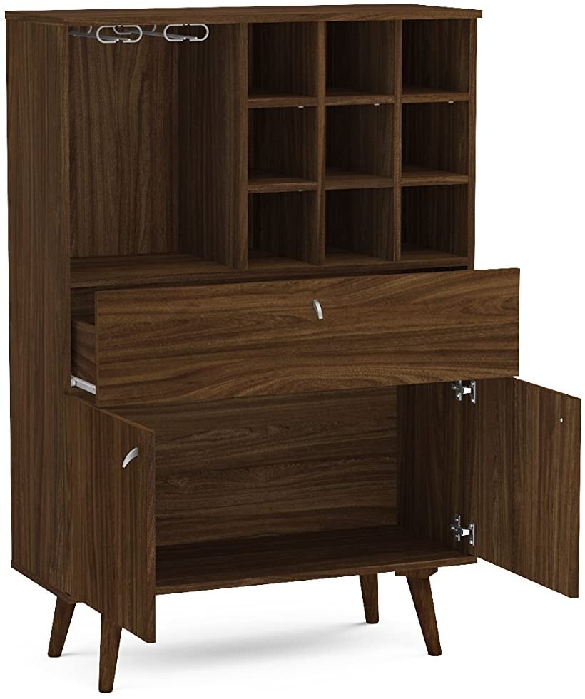 Bar Cabinet: Salamanca Bar Cabinet with 2 Doors and 1 Drawer, Dark Brown 