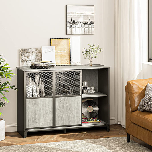Bar Cabinet: Sliding Mesh Door Barn Liquor Cabinet 
