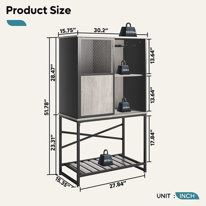 Bar Cabinet: Storage Cabinet with Sliding Door and Open Shelf 