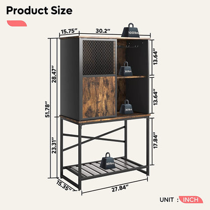 Bar Cabinet: Storage Cabinet with Sliding Door and Open Shelf 