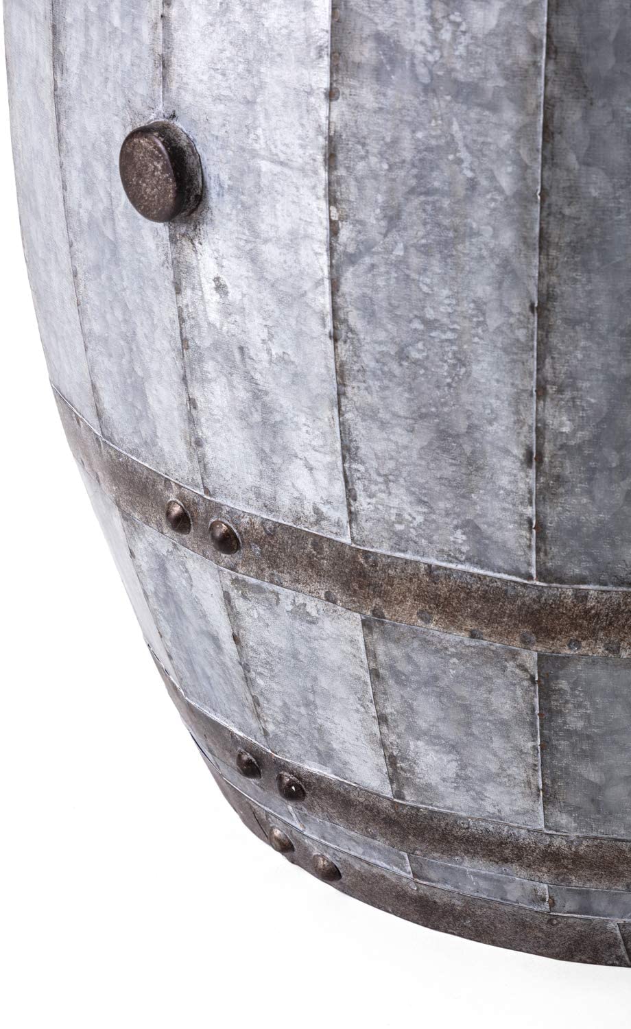 Bar Cabinet: Vintage Inspired Iron Barrel, Rustic Metal Accent Table