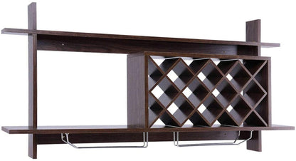 Bar Cabinet: Wall Mount Wine Rack Organizer With Glass Holder & Storage Shelf