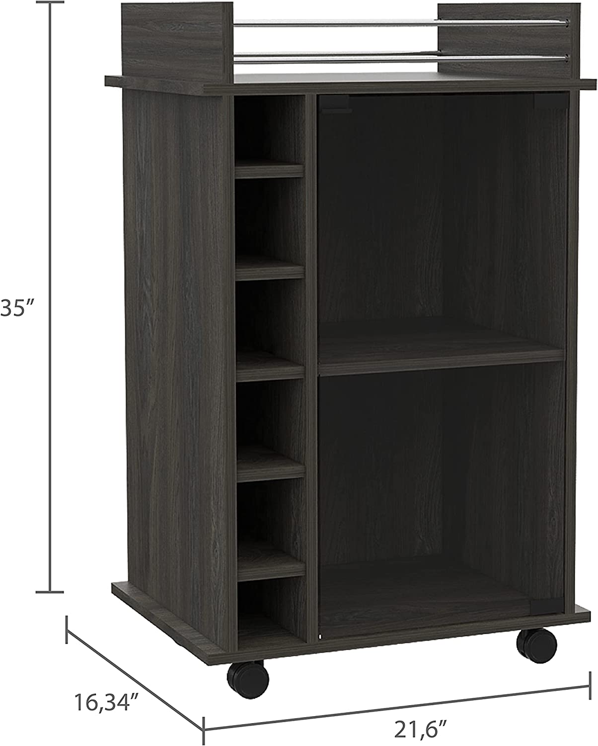 Bar Cabinet: Wine and Liquor Bar Storage Display Cabinet Cart