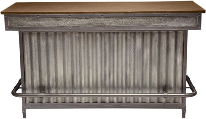 Bar Cabinet: Wood and Metal Home Bar, Silver 