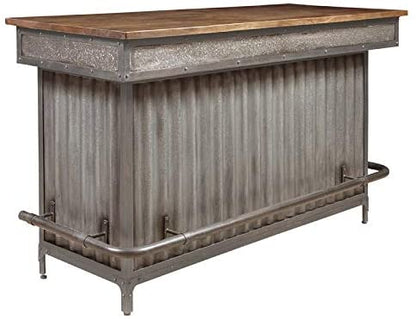 Bar Cabinet: Wood and Metal Wine Bar Cabinet Unit with Foot Rack