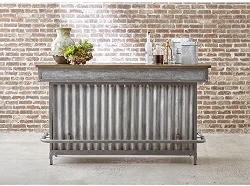 Bar Cabinet: Wood and Metal Wine Bar Cabinet Unit with Foot Rack