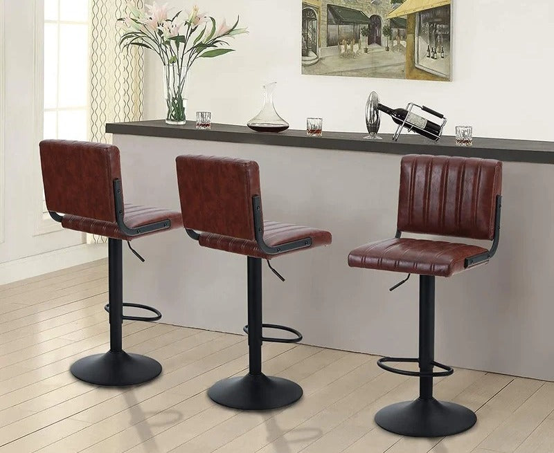 Bar Chair Kitchen Water Resistant Faux Leatherette, 300 LBS Capacity, Black