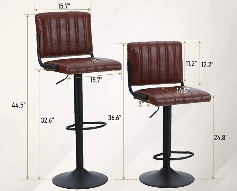 Bar Chair Kitchen Water Resistant Faux Leatherette, 300 LBS Capacity, Black
