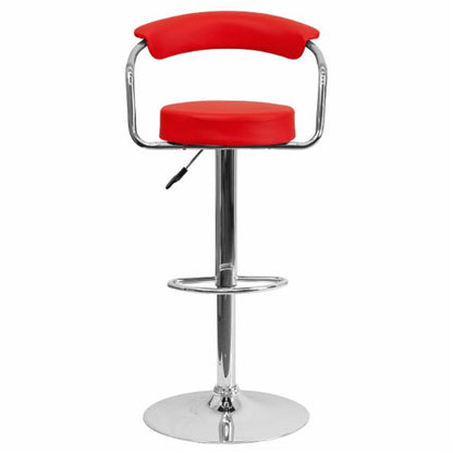 Bar Chairs: Adjustable Vinyl Bar Stool with Chrome Arms & Base
