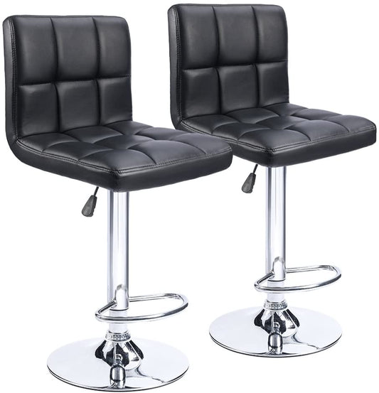 Bar Stool: Armless Hydraulic Kitchen Counter Back Set of 2(Black)