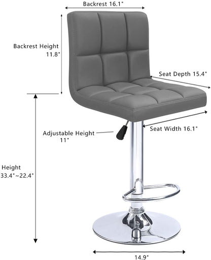 Bar Stool: Armless Hydraulic Kitchen Counter Back Set of 2(Black)