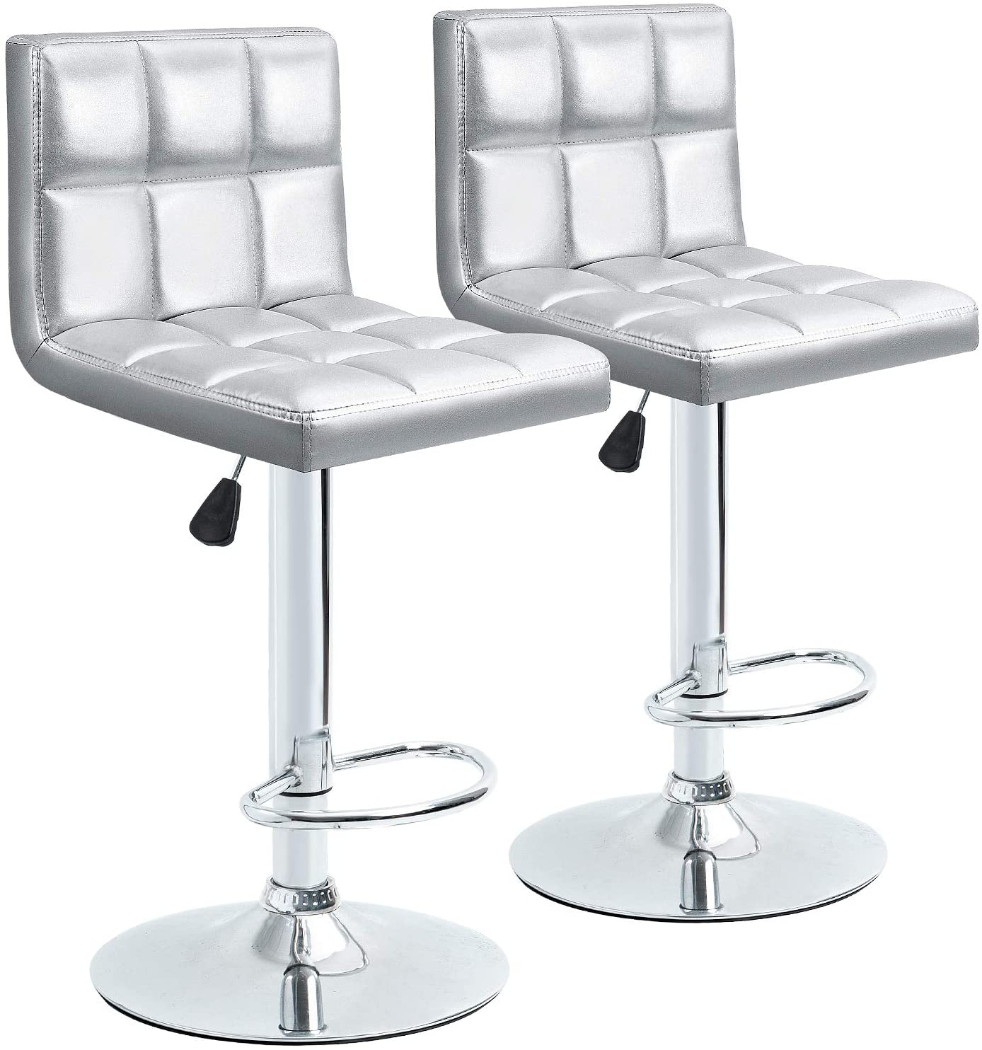 Bar Stool: Armless Hydraulic Kitchen Counter Back Set of 2(Black)