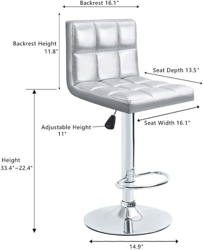 Bar Stool: Armless Hydraulic Kitchen Counter Back Set of 2(Black)