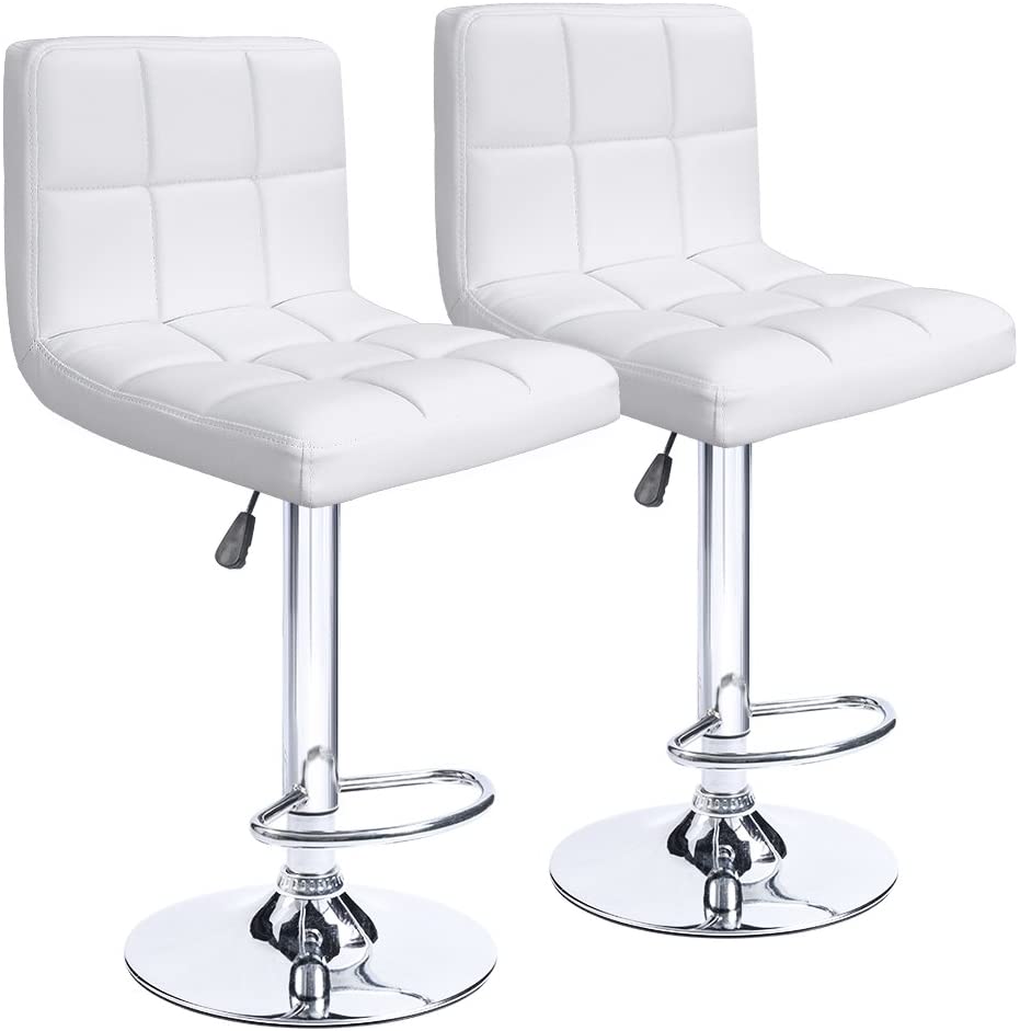 Bar Stool: Armless Hydraulic Kitchen Counter Back Set of 2(Black)