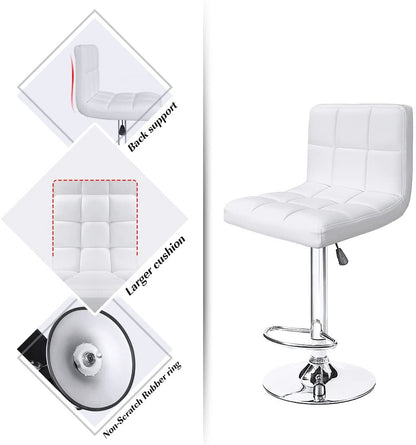 Bar Stool: Armless Hydraulic Kitchen Counter Back Set of 2(Black)
