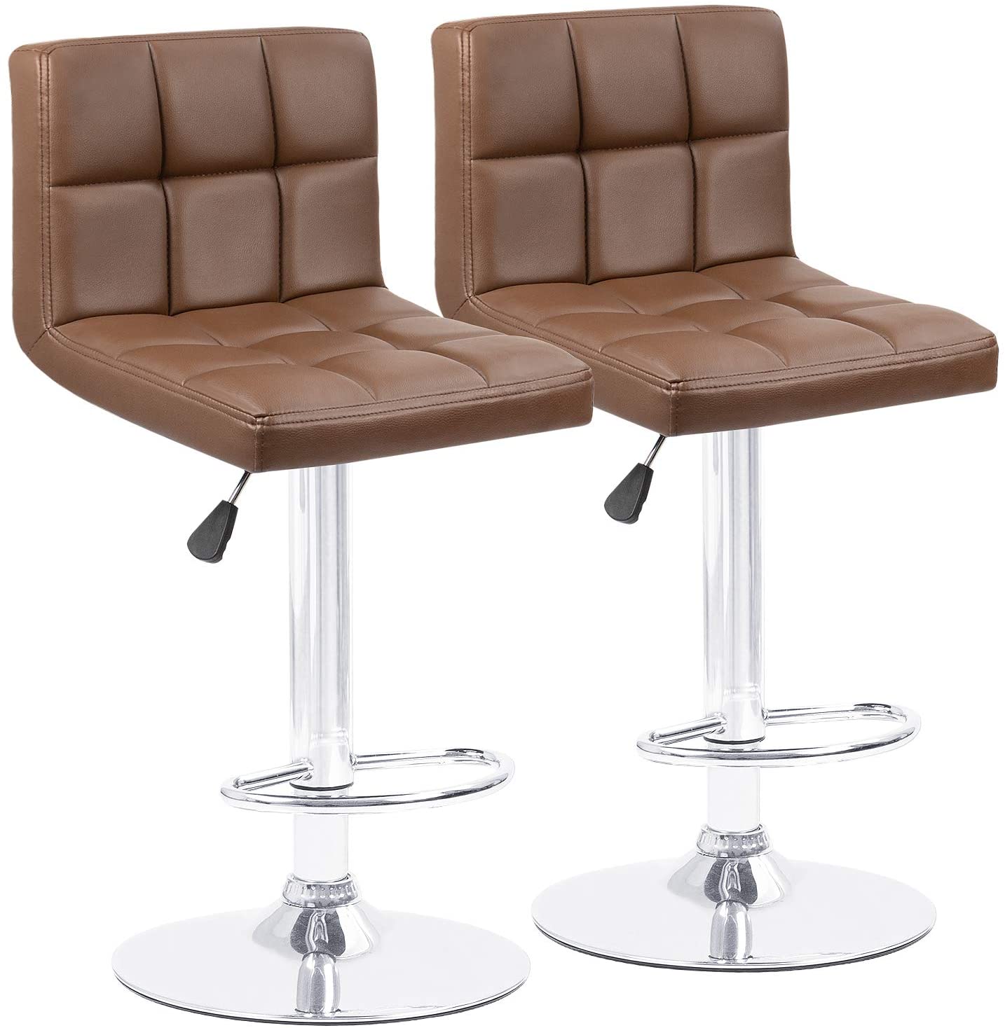 Bar Stool: Armless Hydraulic Kitchen Counter Back Set of 2(Black)