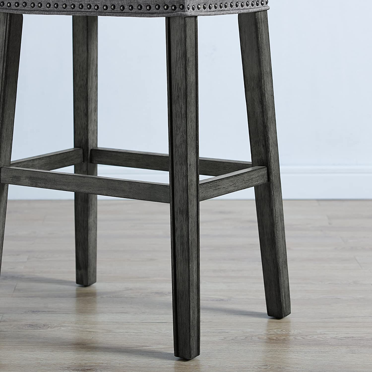 Bar Stool Backless Saddle Seat Bar Stools 29 Height Set of 2, Grey