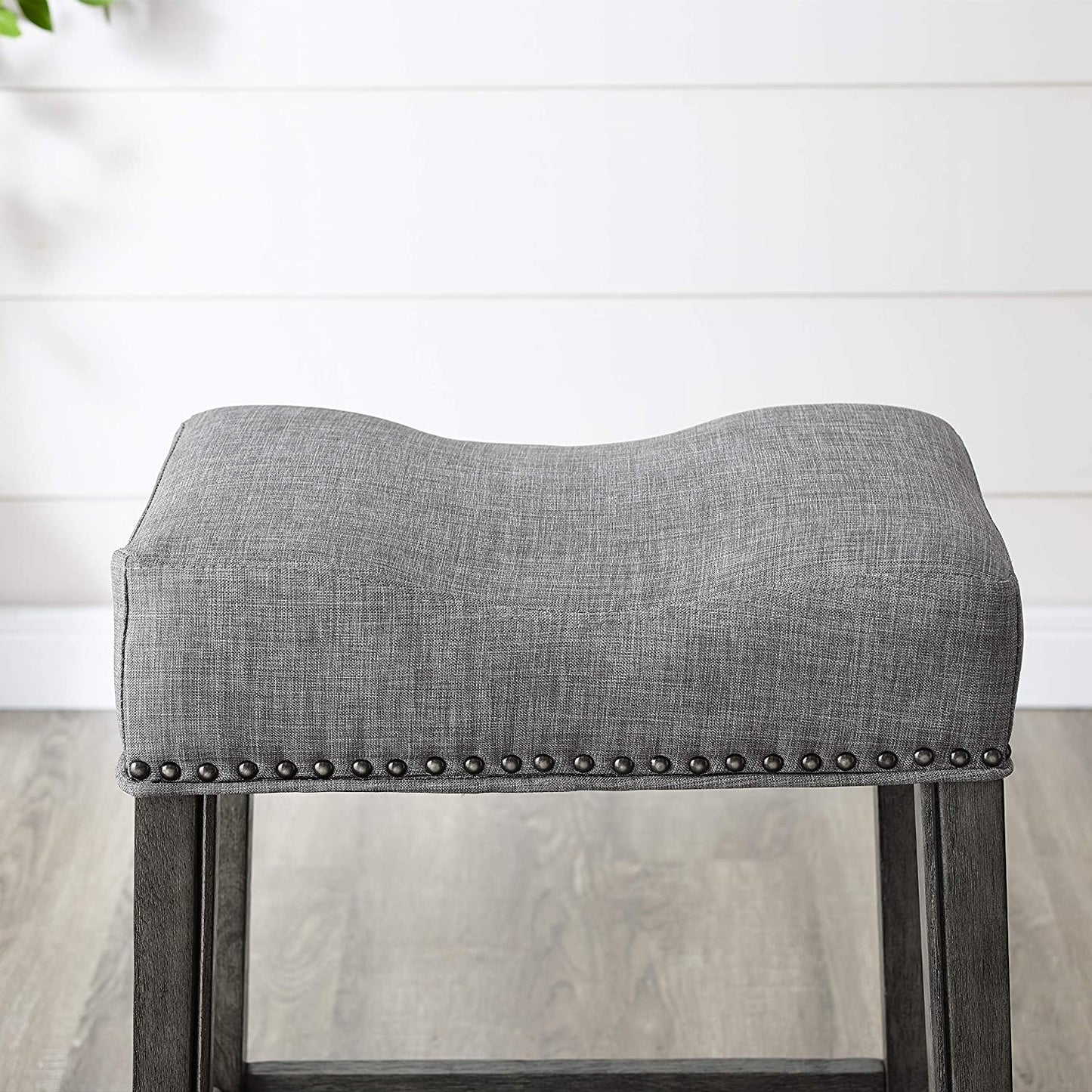 Bar Stool Backless Saddle Seat Bar Stools 29 Height Set of 2, Grey