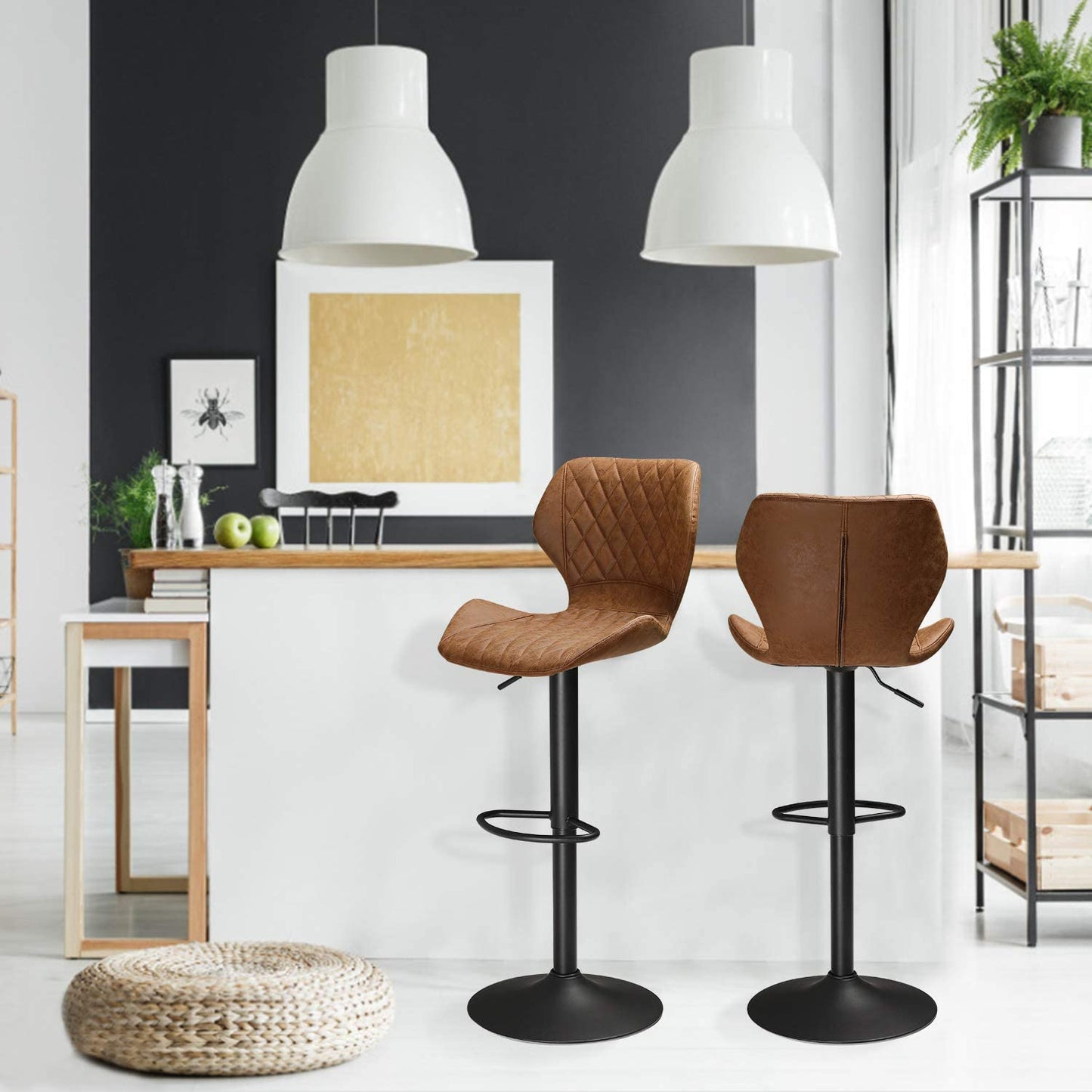 Bar Stool: Counter Height Leatherette Bar Stools Adjustable Height 