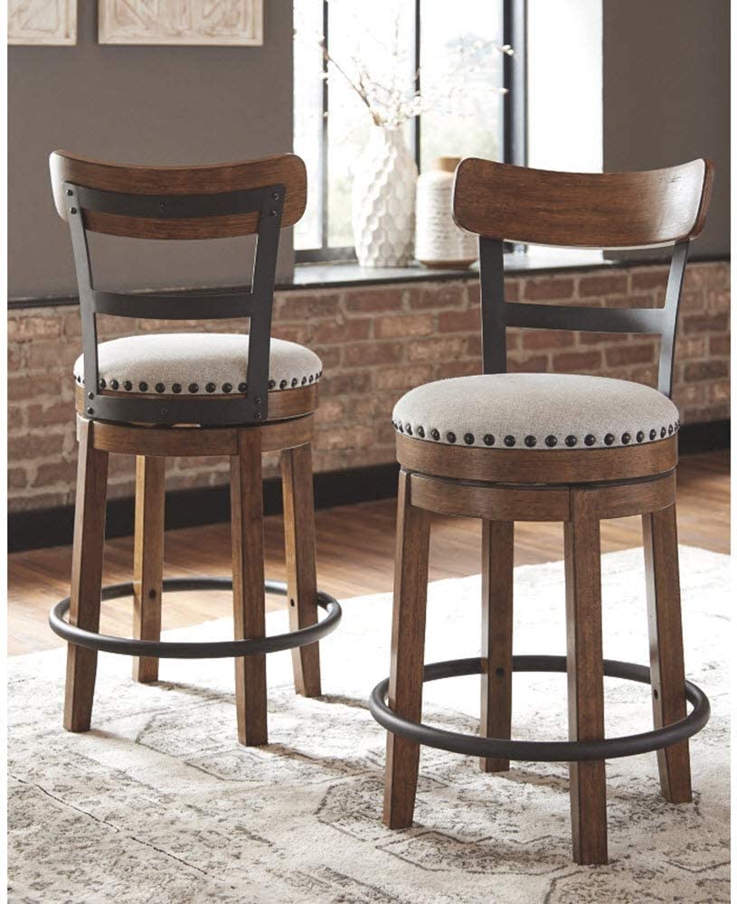 Bar Stool: Counter Height Swivel Bar Stool, Brown