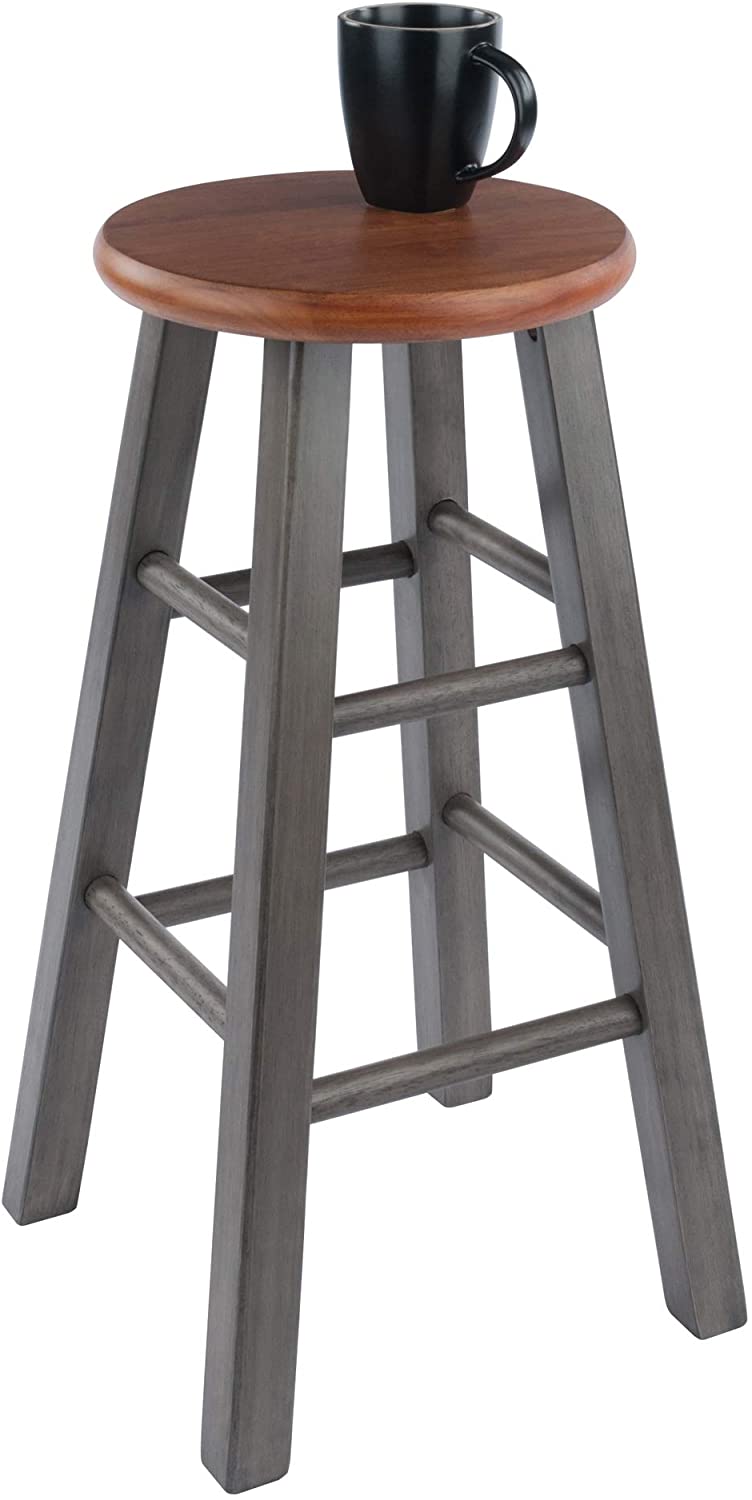 Bar Stool Counter Stool 24 , Rustic Teak  Gray Finish 
