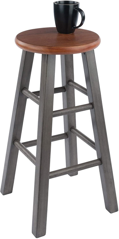 Bar Stool Counter Stool 24 , Rustic Teak  Gray Finish 