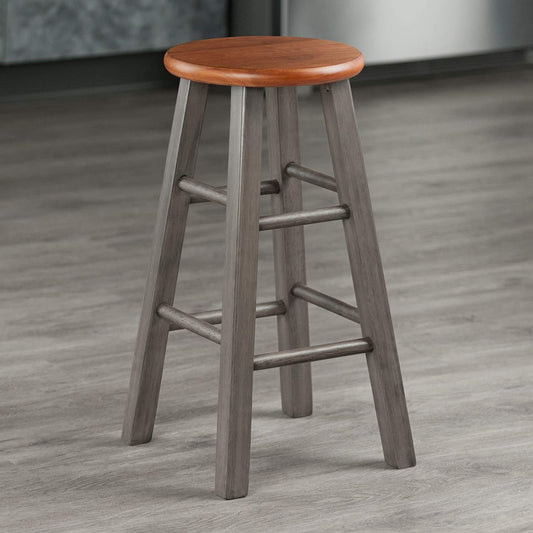 Bar Stool Counter Stool 24 , Rustic Teak  Gray Finish 