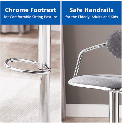 Bar Stool: Fabric Metal Bar Chairs for Kitchen Counter (Grey)