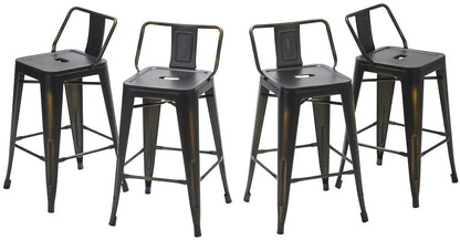 Bar Stool Wooden Seat [Set of 4] Counter Height Bar Stools, Matte Black