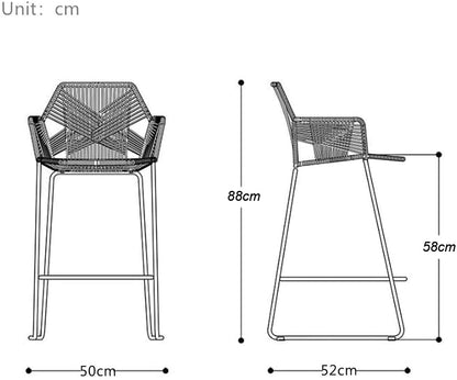 Bar Stool High Back Chair, Black Metal Legs Bar Stools 