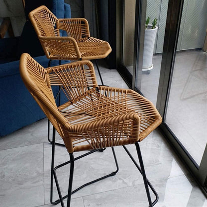 Bar Stool High Back Chair, Black Metal Legs Bar Stools 
