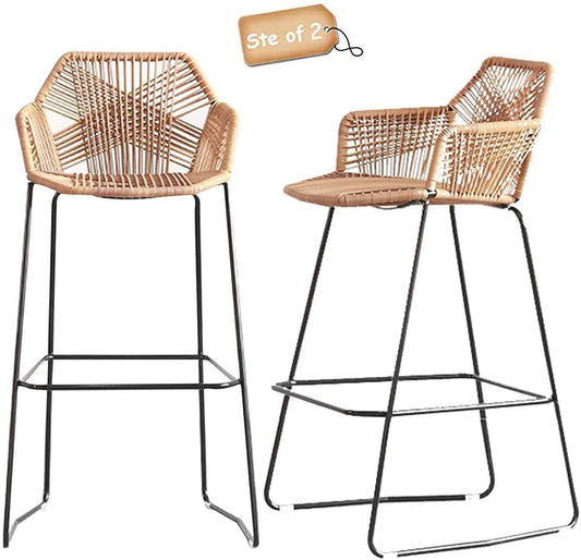Bar Stool High Back Chair, Black Metal Legs Bar Stools 
