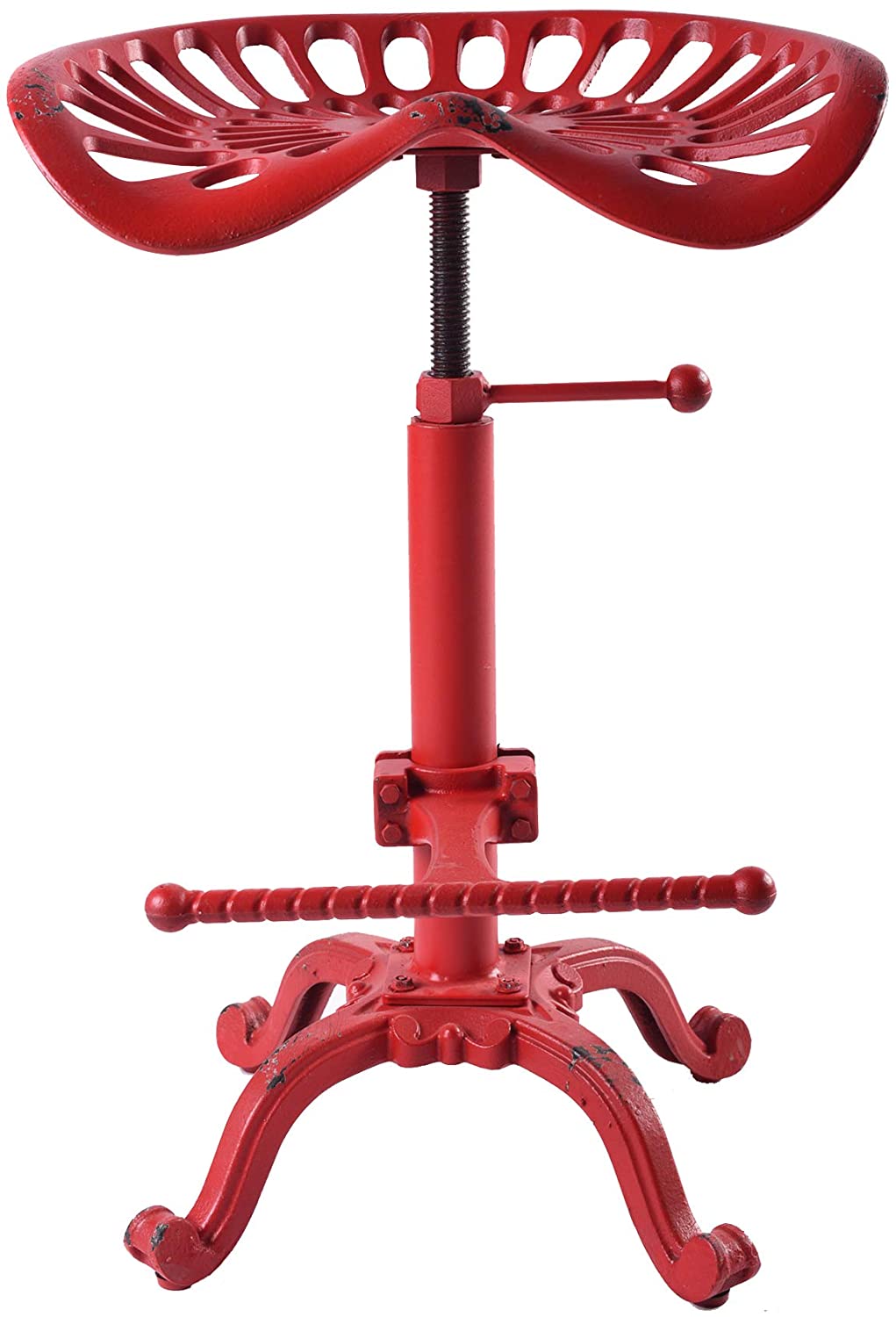 Bar Stool: Industrial bar Chair (Aged Red, Cast Iron) 