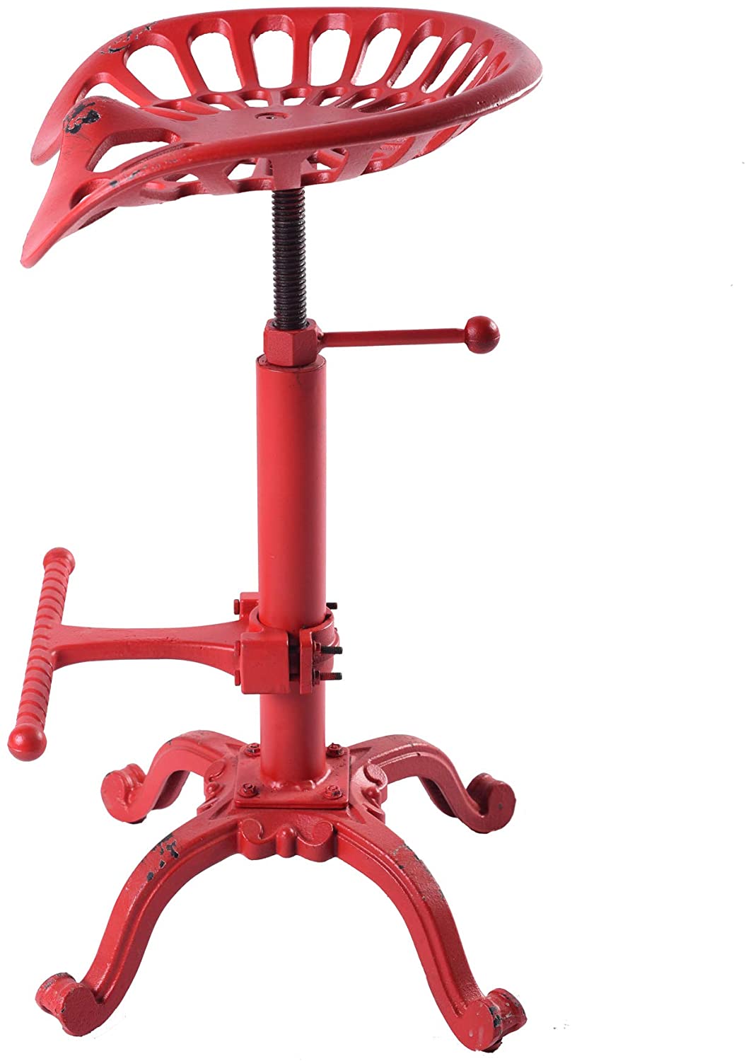 Bar Stool: Industrial bar Chair (Aged Red, Cast Iron) 