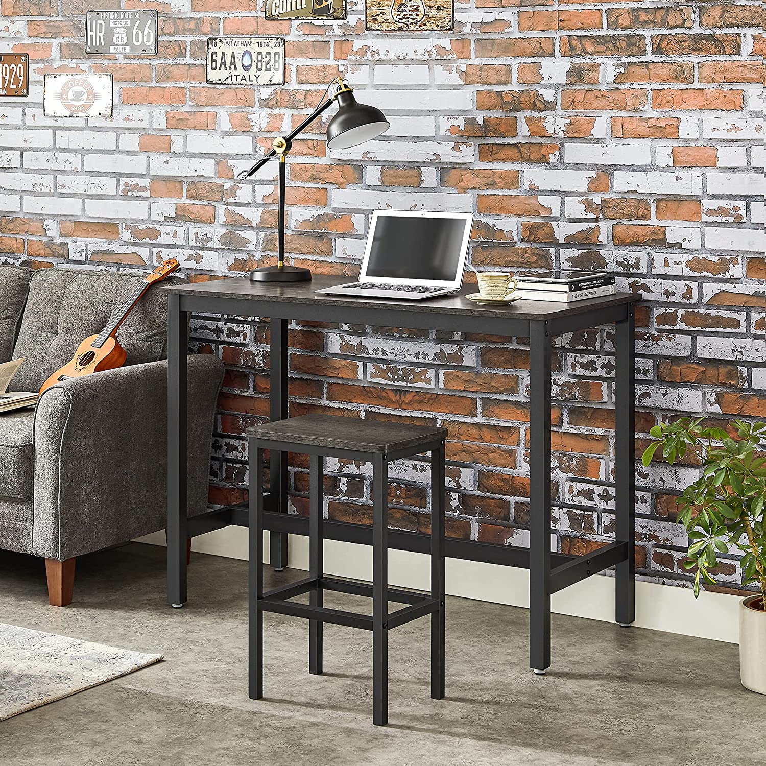 Bar Stool: Living Room, Party Room, Charcoal Gray and Black